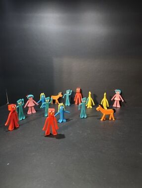 Assorted  Vintage Gumby Toy Figures  Blue, Red, Pink, Yellow, Orange